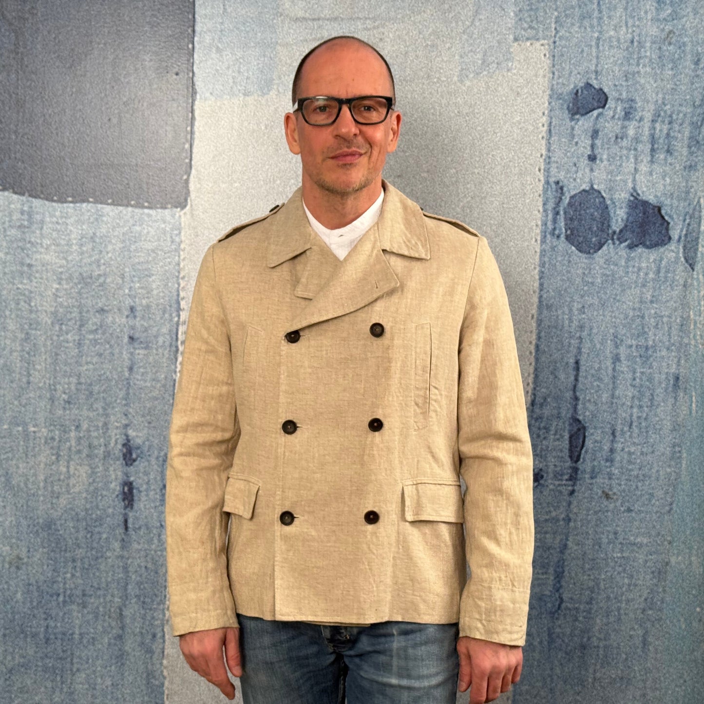Oatmeal Linen Peacoat