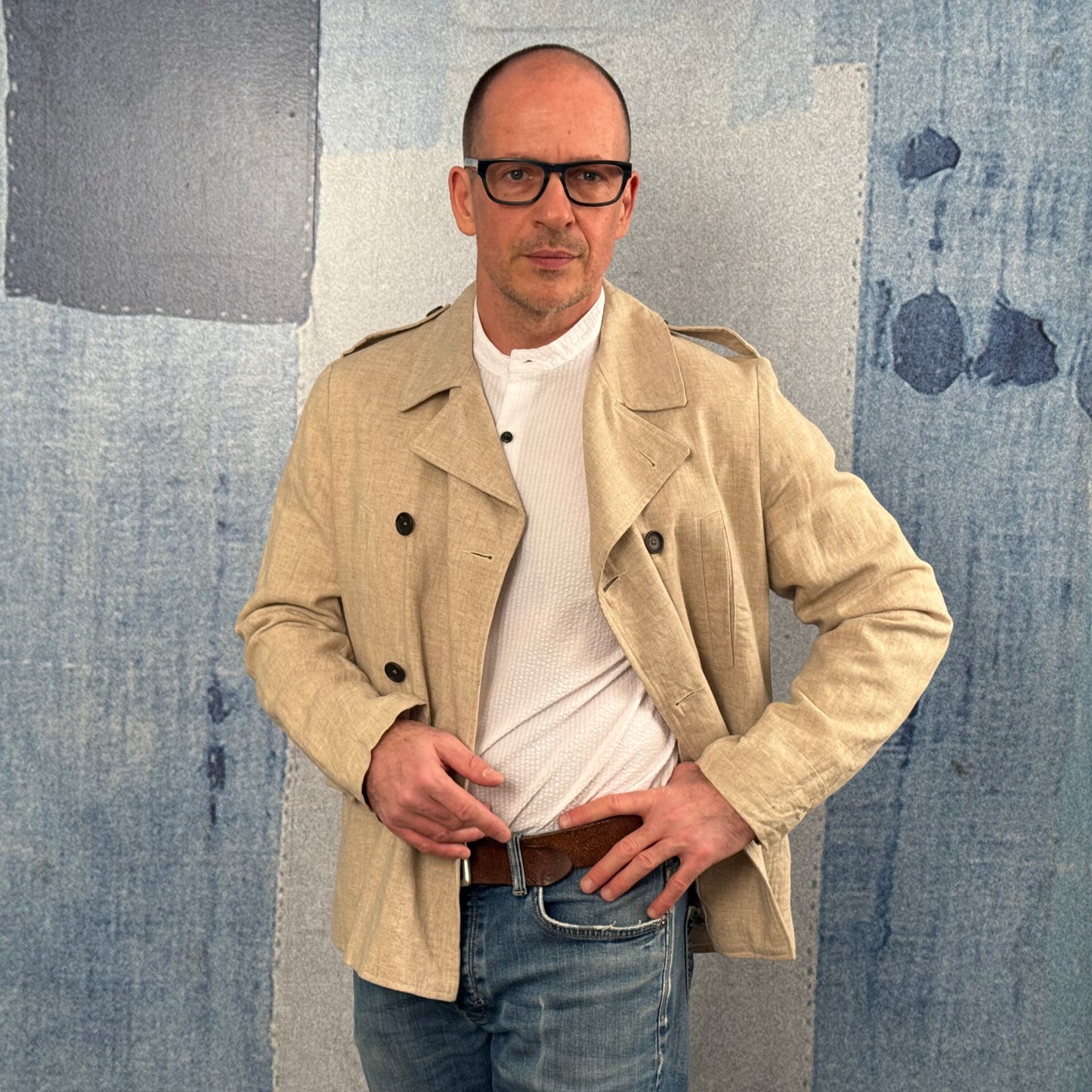 Oatmeal Linen Peacoat