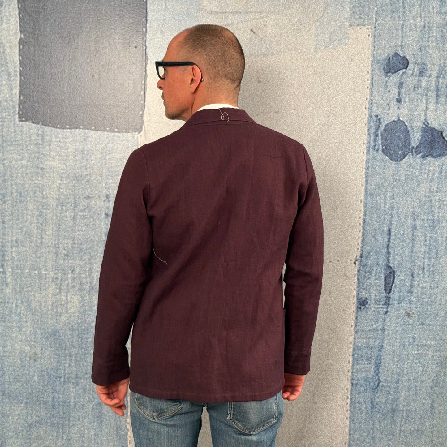 Burgundy Linen Jacket.