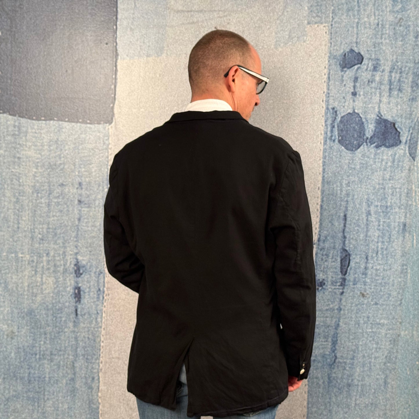 Black Double Breasted Jacket - Garment Dyed.