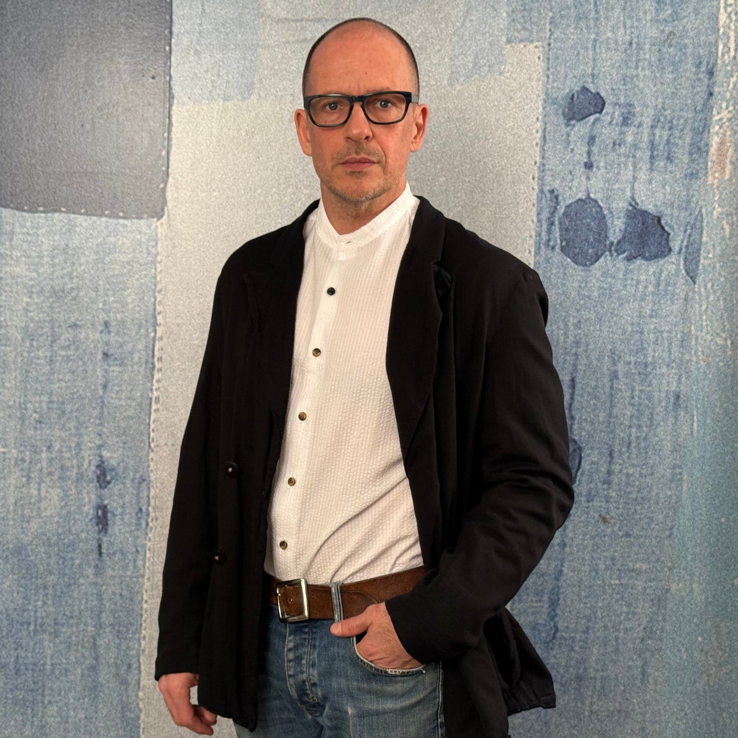 Black Double Breasted Jacket - Garment Dyed.
