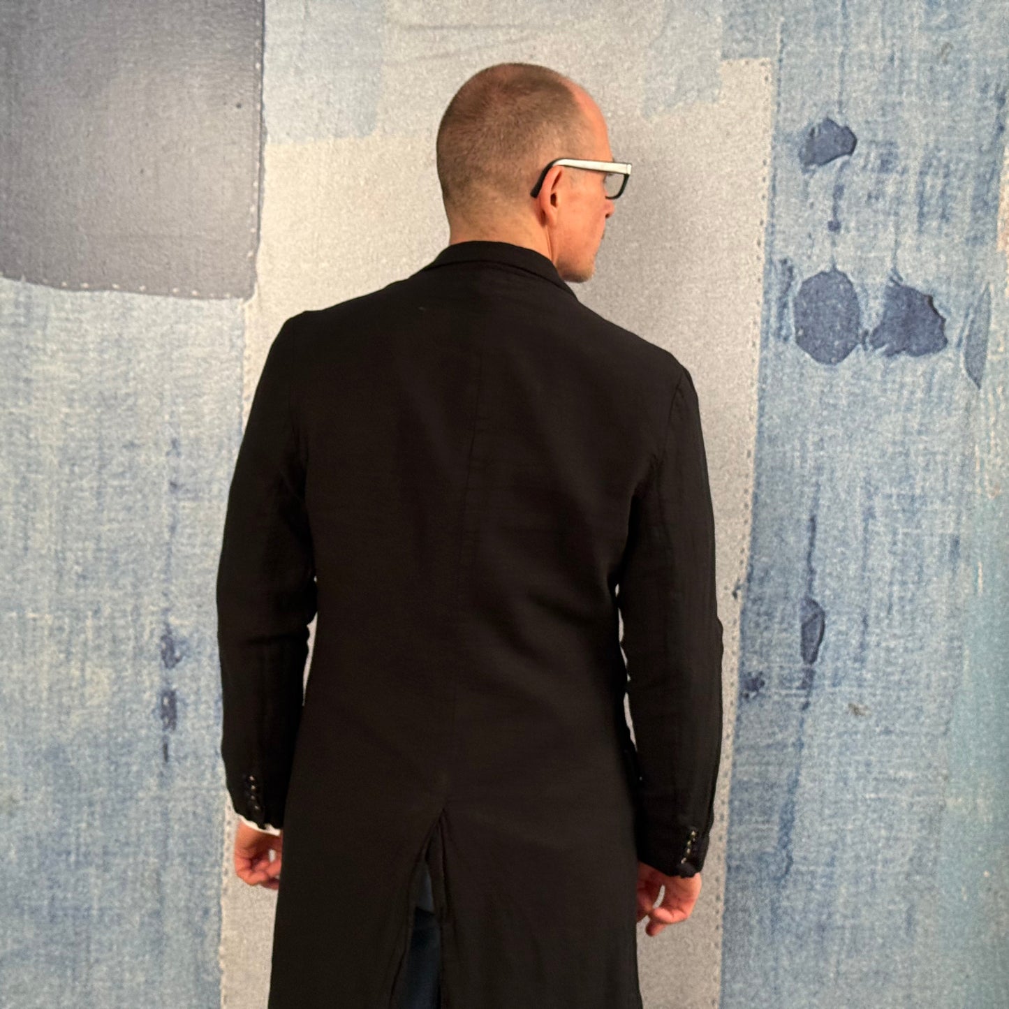 Black Cotton Frock Coat - Garment Dyed.