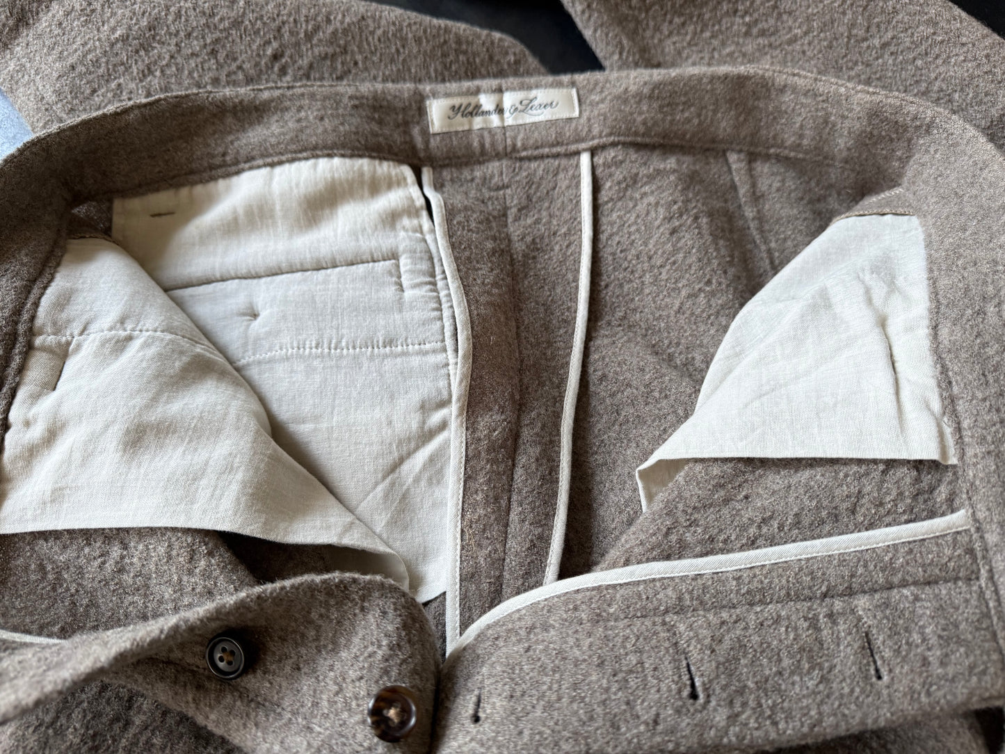 Washed Wool Mocha Pants.