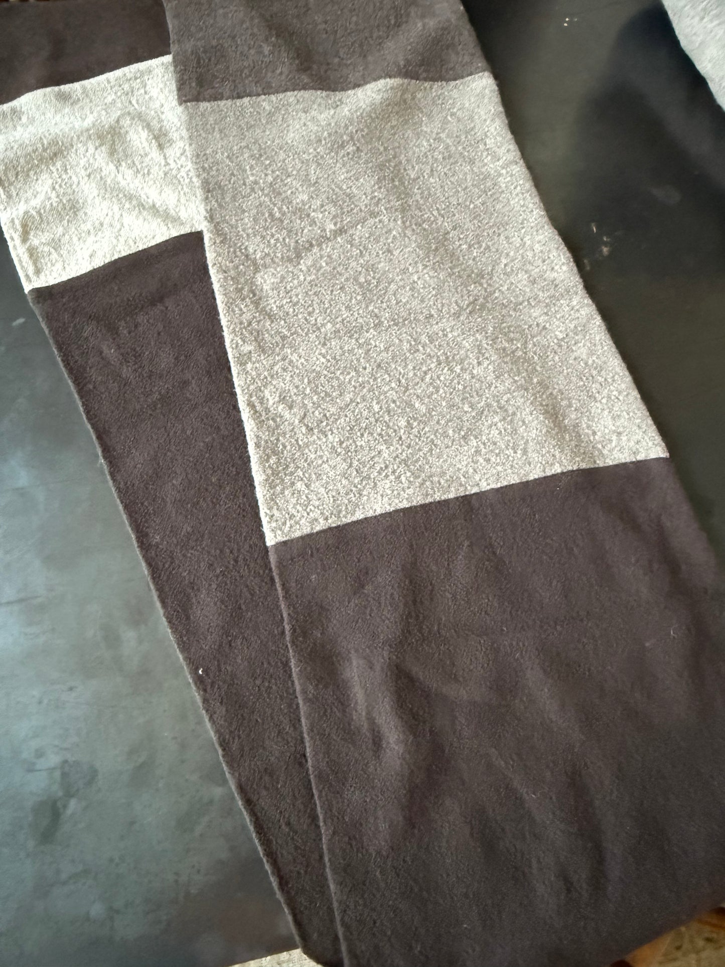Six Panel Wool and Cupro Scarf. Mocha - Chocolate.