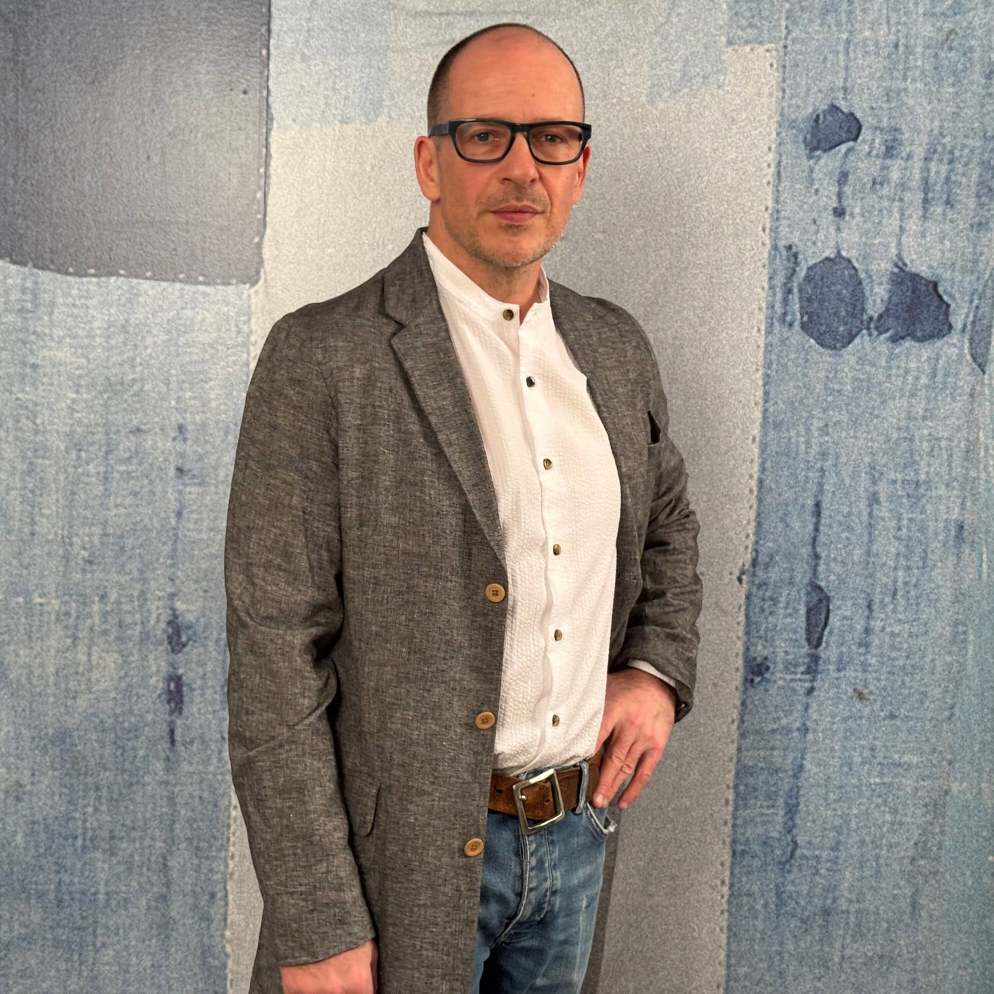 Grey Cotton/Linen Frock Coat.