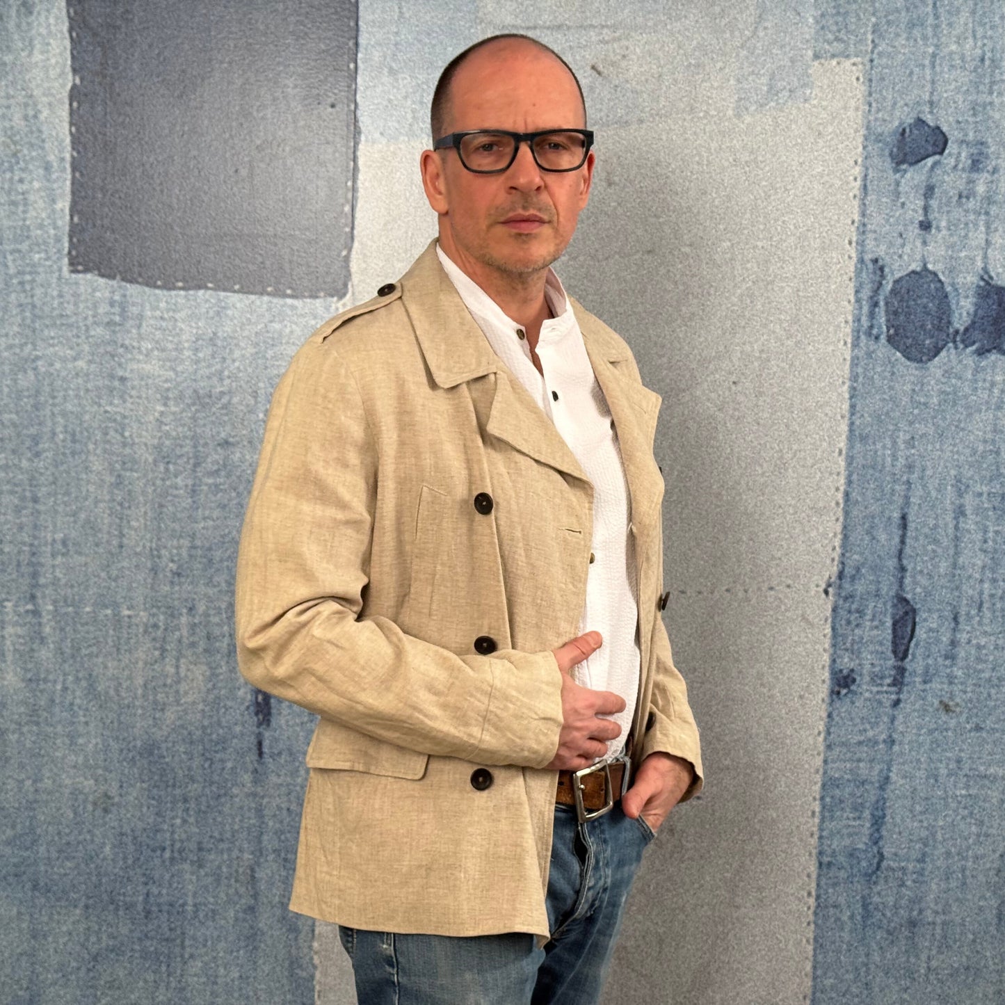 Oatmeal Linen Peacoat